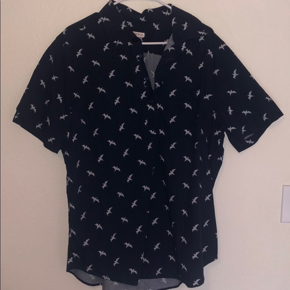 Merona Navy Seagull Short Sleeve Button Down